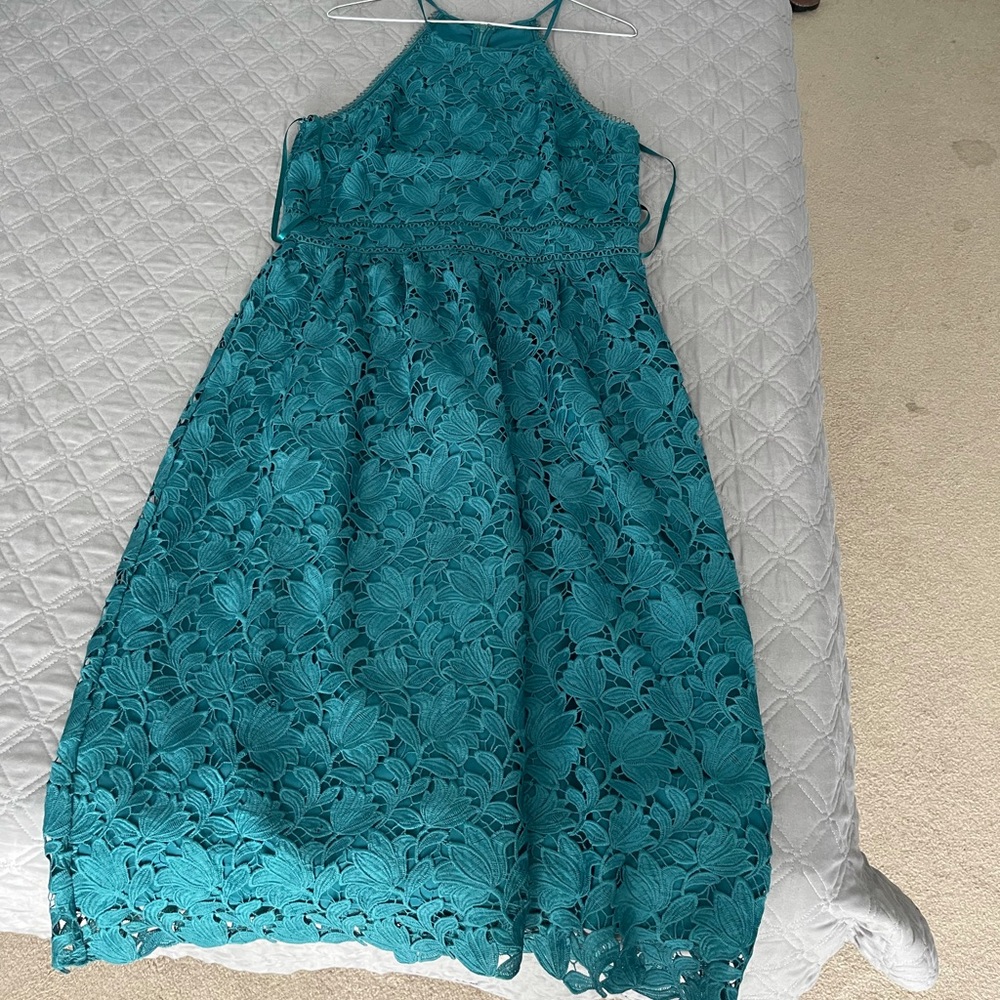 Forest green halter top dress formal
